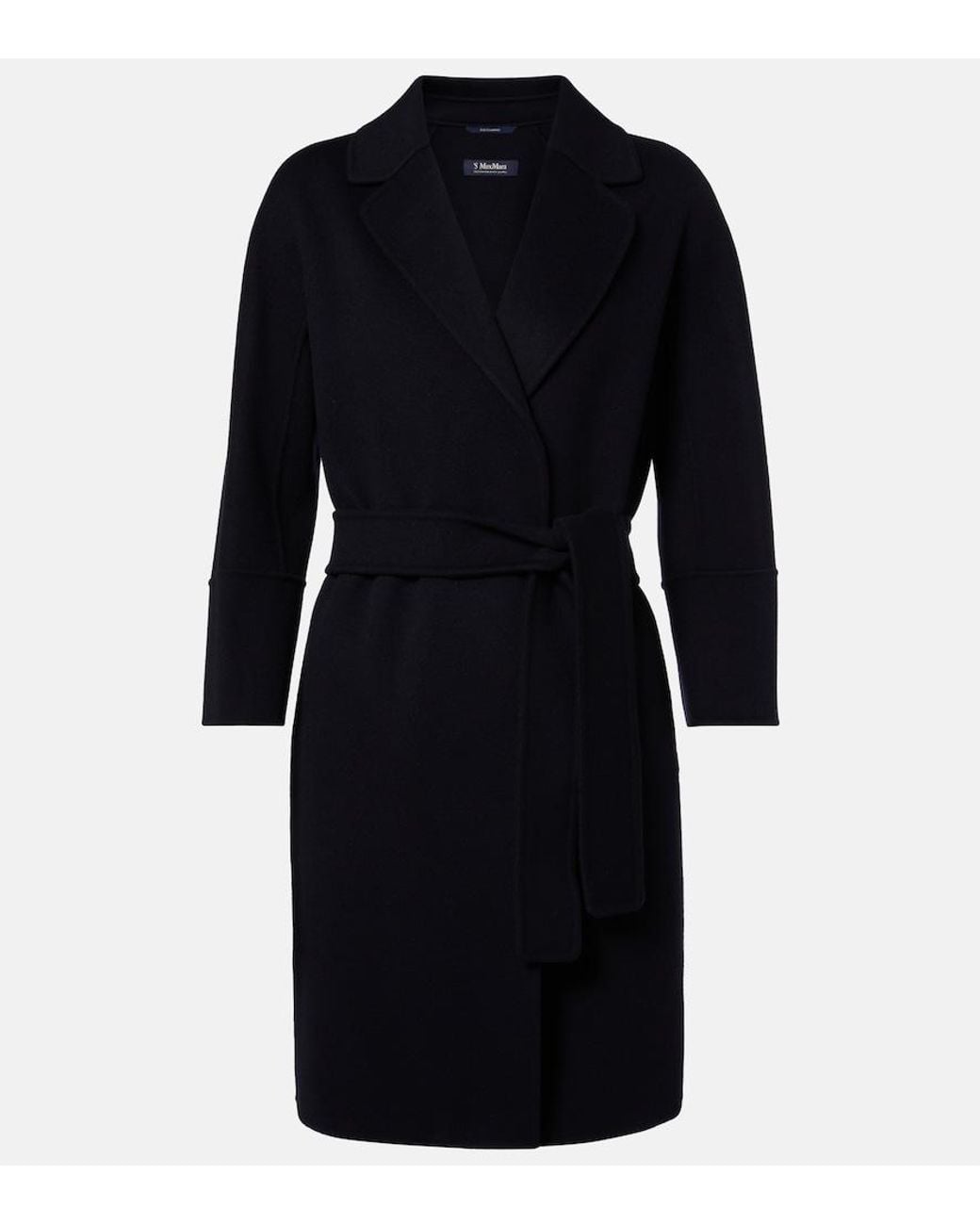 Max Mara Black Wool Wrap Coat