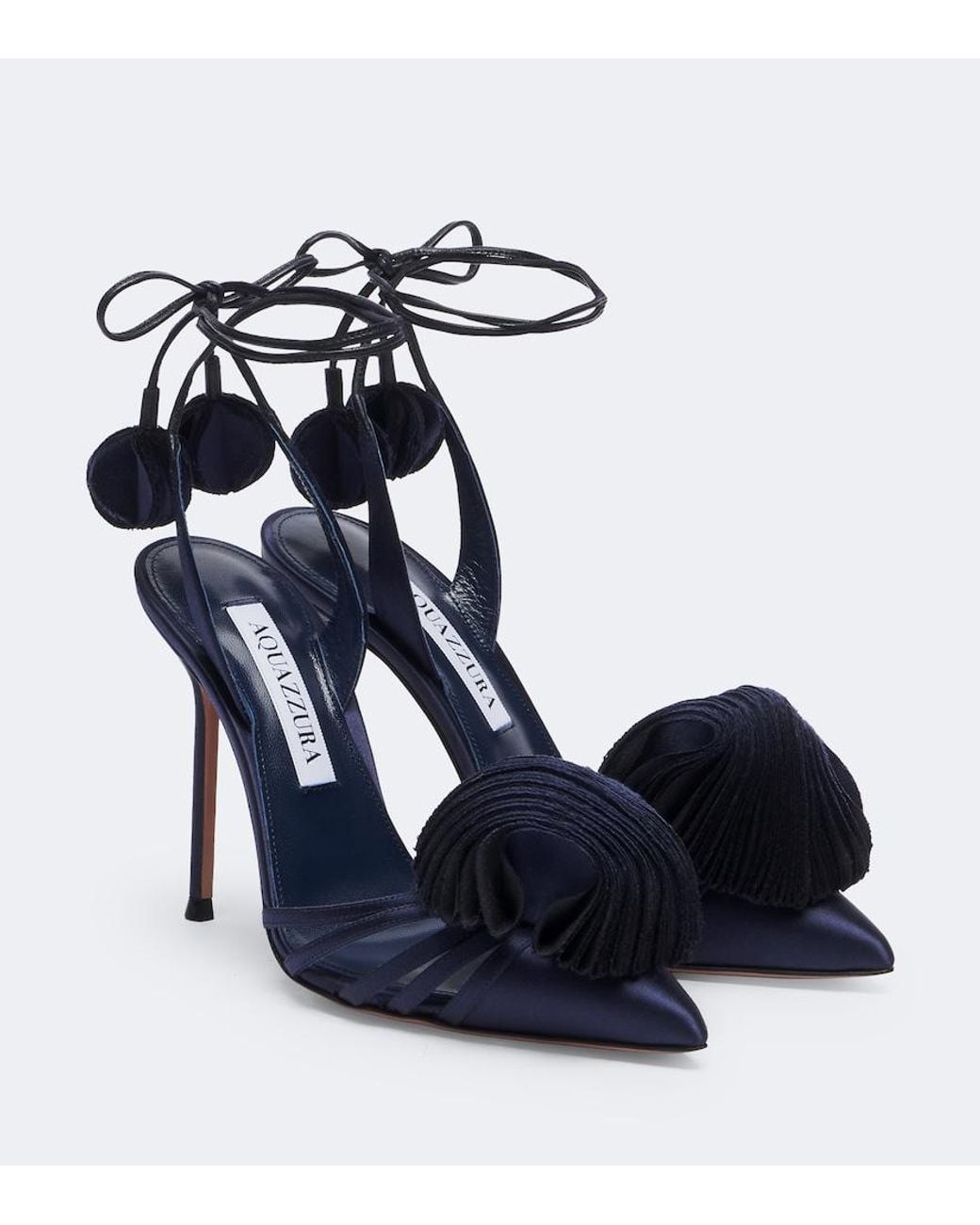 Aquazzura Blue Wild Bloom Satin Pumps