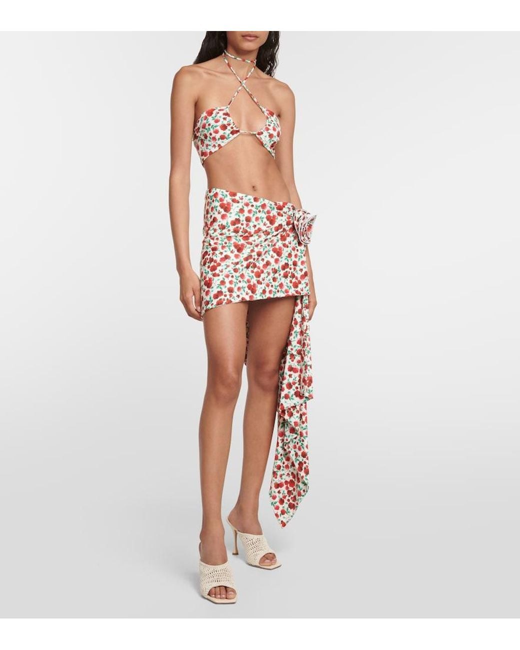 Magda Butrym White Floral Applique Miniskirt