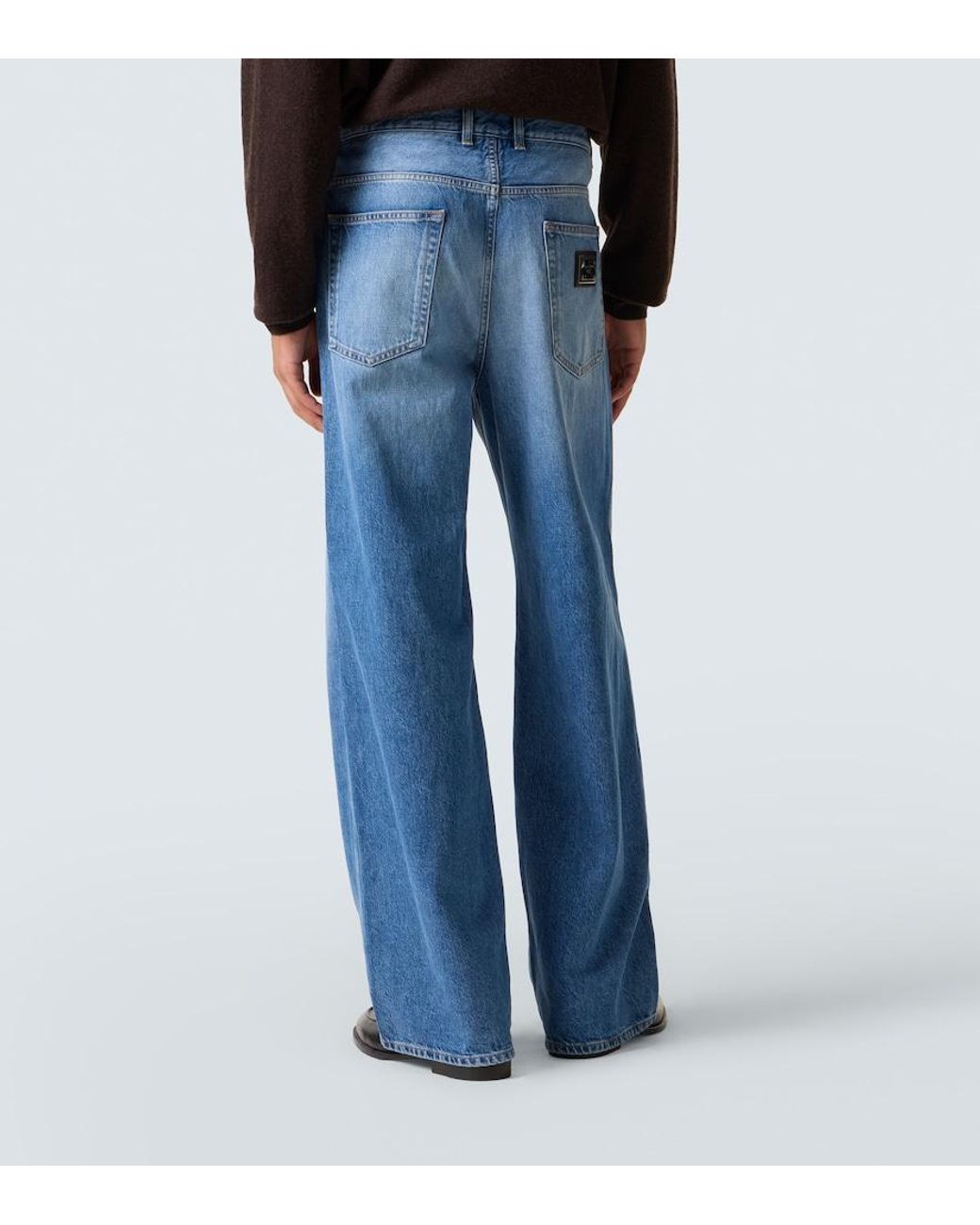 Dolce & Gabbana Blue Mid-Rise Wide-Leg Jeans for men