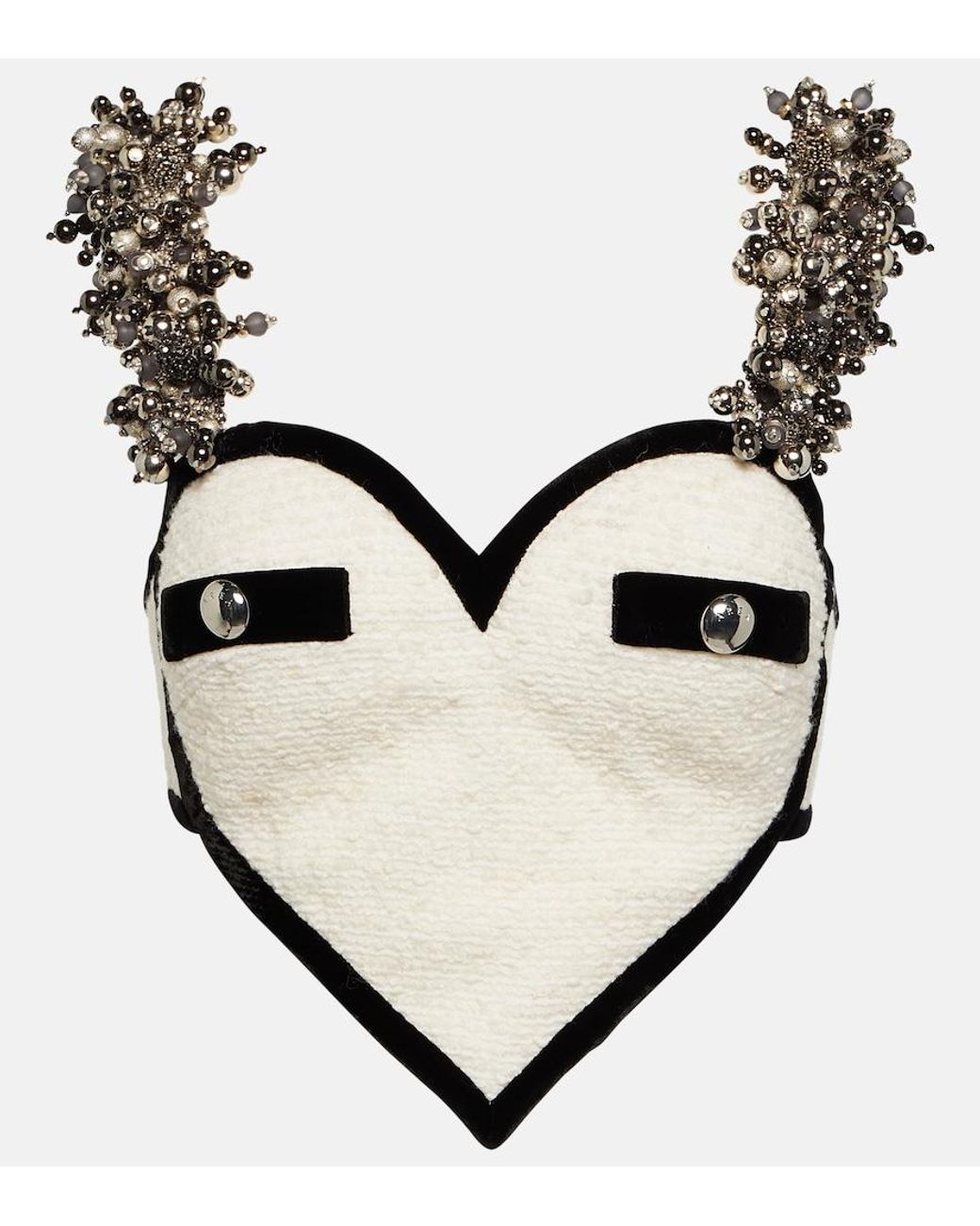 Area Natural Heart Embellished Boucle Crop Top