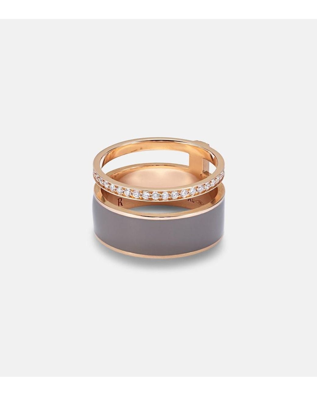 Repossi White Berbere Chromatic 18Kt Rose Ring With Diamonds