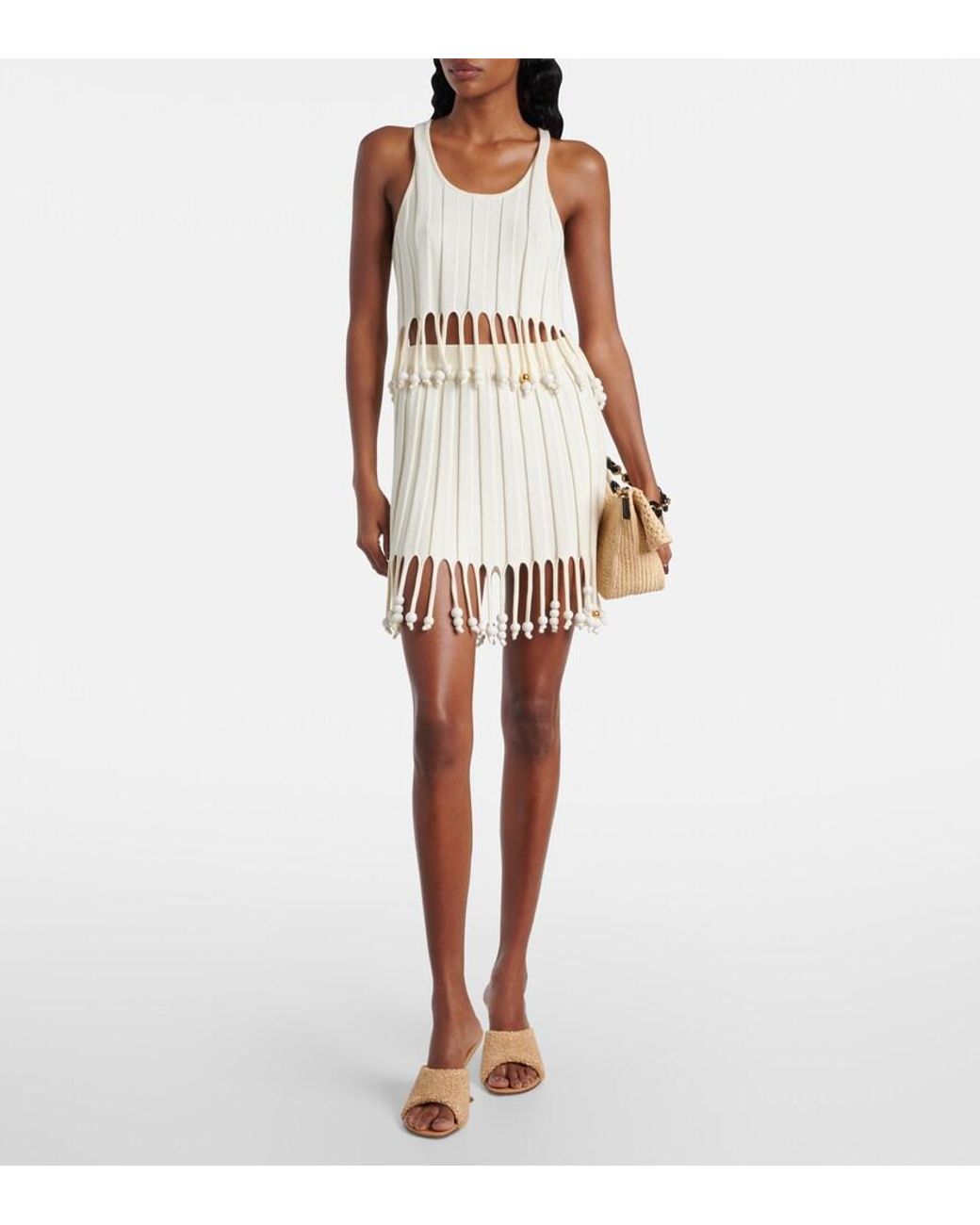 AMINA MUADDI Brown Taylor 90 Raffia-Effect Mules