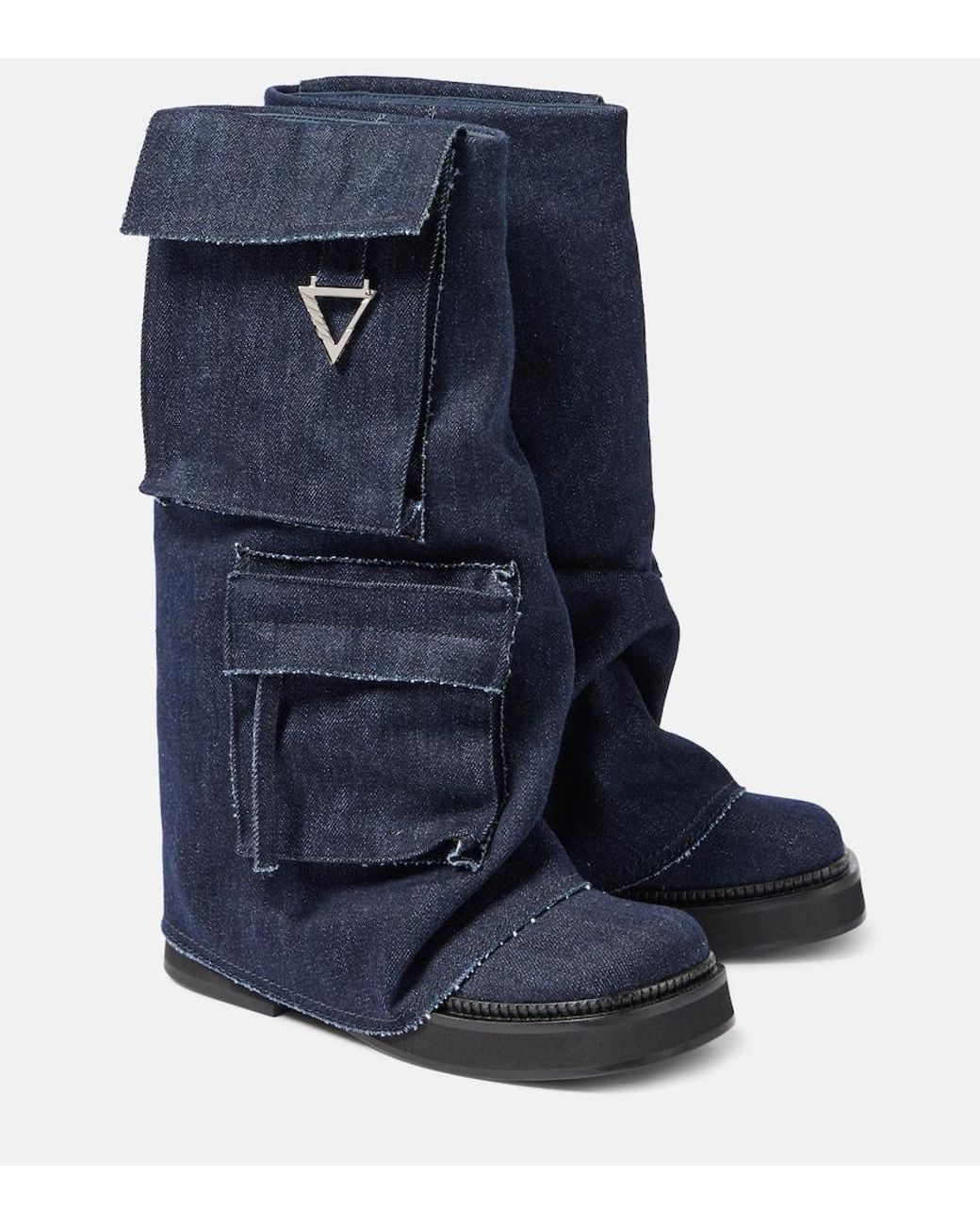 The Attico Blue Robin Denim Combat Boots