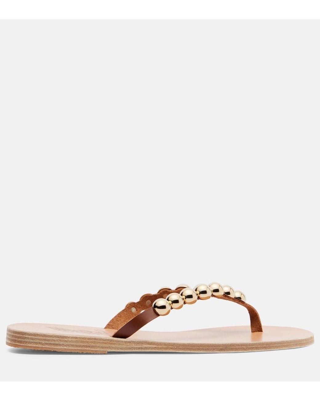 Ancient Greek Sandals Pink Endoxi Studded Leather Thong Sandals