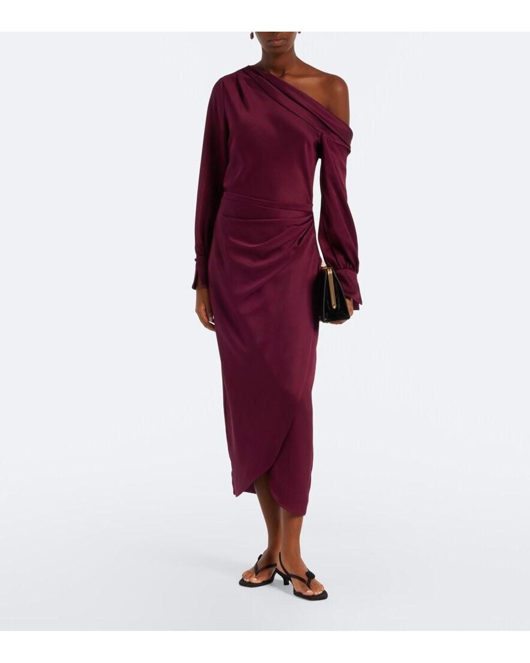 Jonathan Simkhai Purple Camila Draped Satin Midi Dress