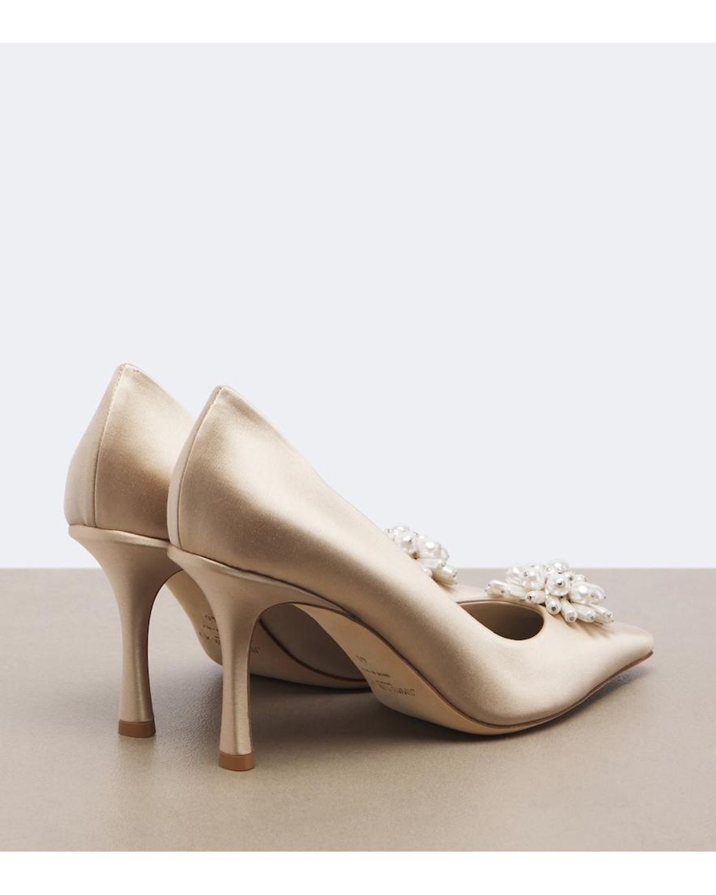 Jimmy Choo Natural Ines Embellished Satin Pumps