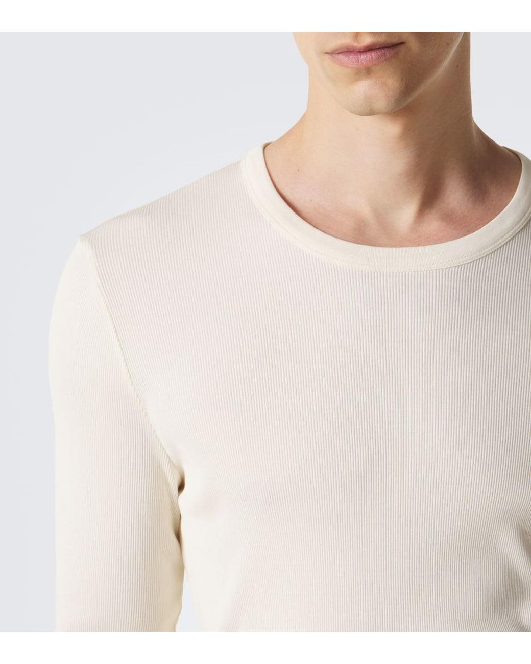 Lemaire Natural Ribbed-Knit Cotton T-Shirt for men