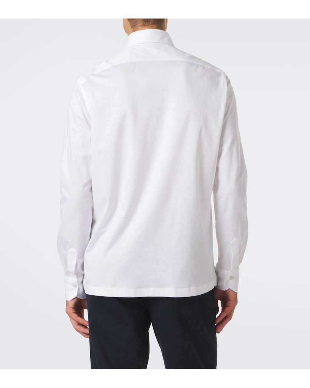 Kiton White Cotton Poplin Polo Top for men