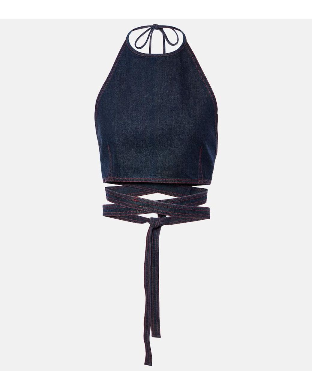 Alaïa Blue Halterneck Denim Crop Top