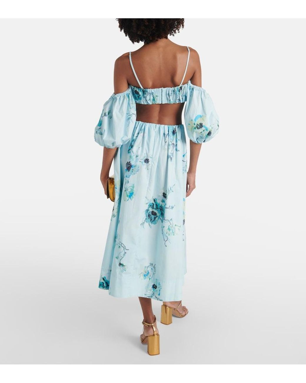 Zimmermann Blue Lightburst Floral Cotton Crop Top