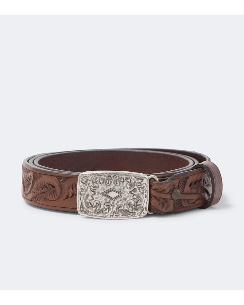 RRL Brown Coleman Leather Belt for men