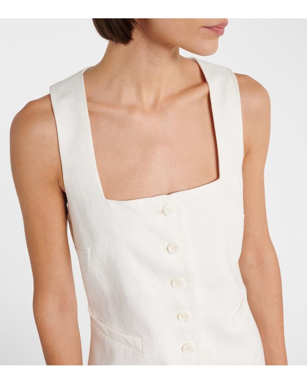 Faithfull The Brand White Jaques Linen Minidress