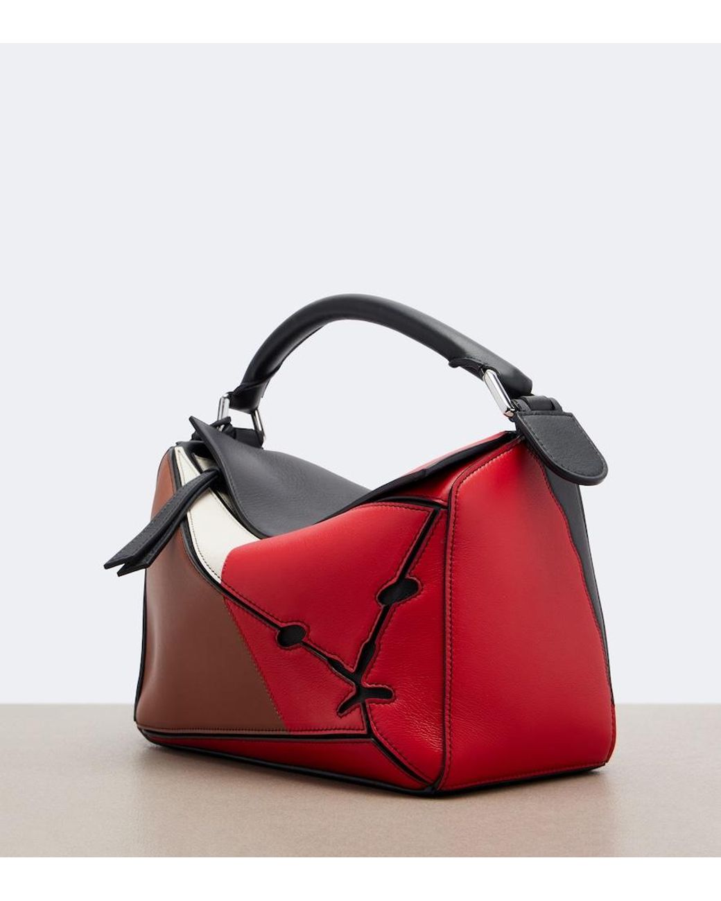 Loewe Red Puzzle Lion Intarsio Small Shoulder Bag