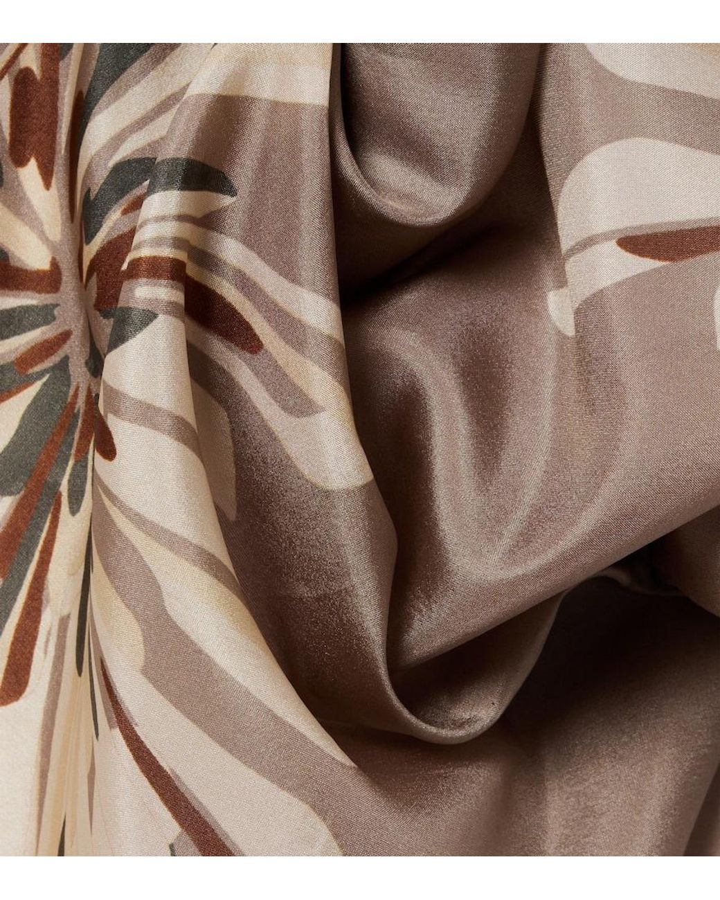 Brunello Cucinelli Natural Floral Silk Twill Scarf