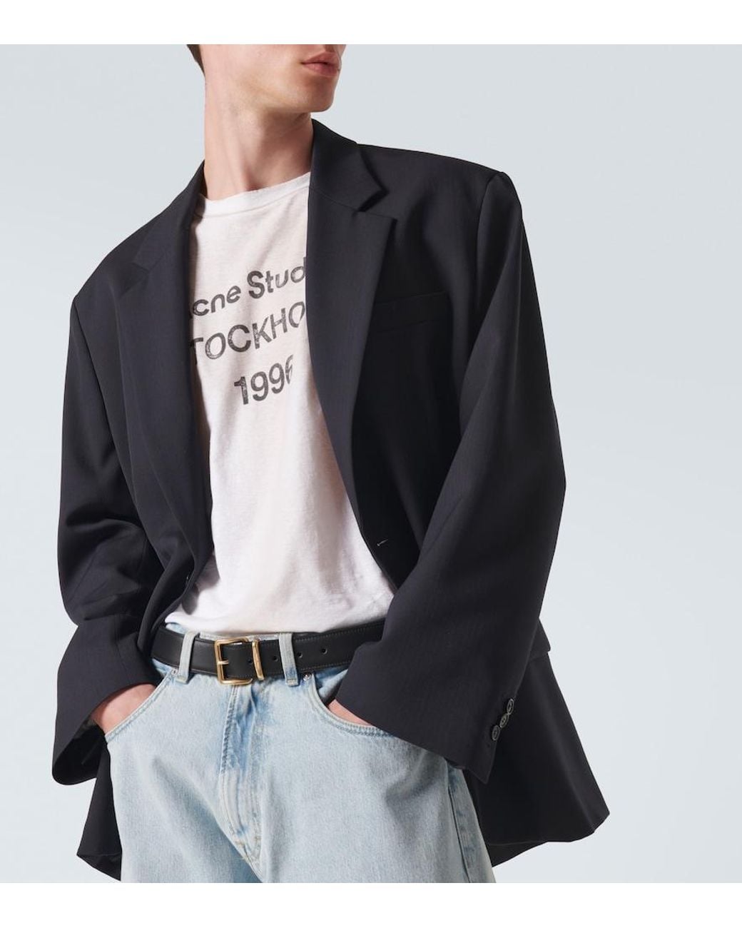 Acne White Logo Distressed Jersey T-Shirt for men