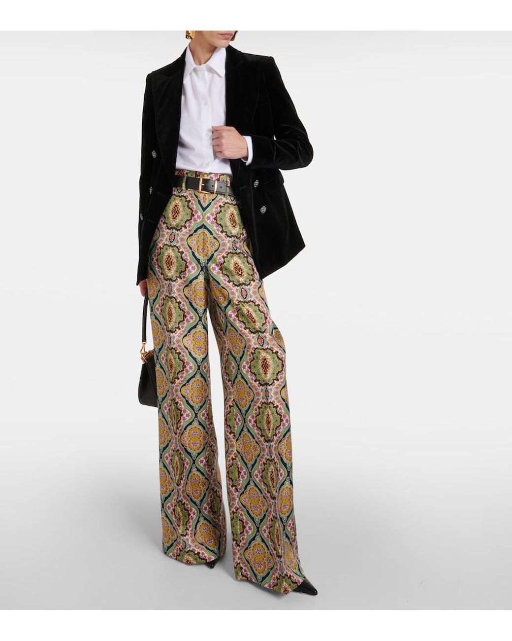 Etro Multicolor Printed Silk Wide-Leg Pants