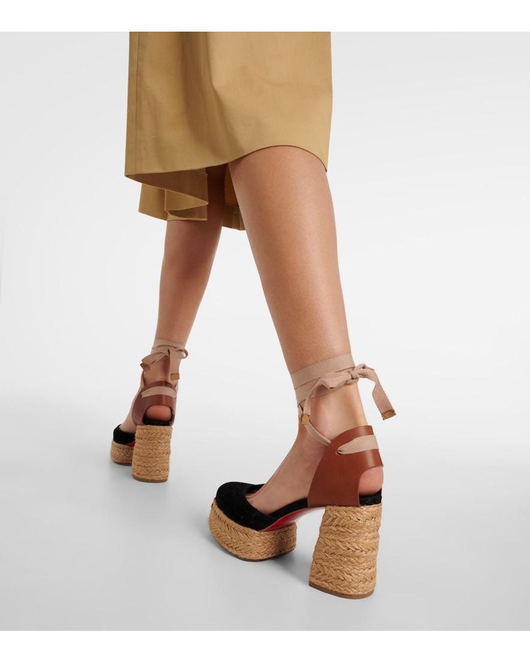 Christian Louboutin Brown Brigissima 70 Espadrille Sandals
