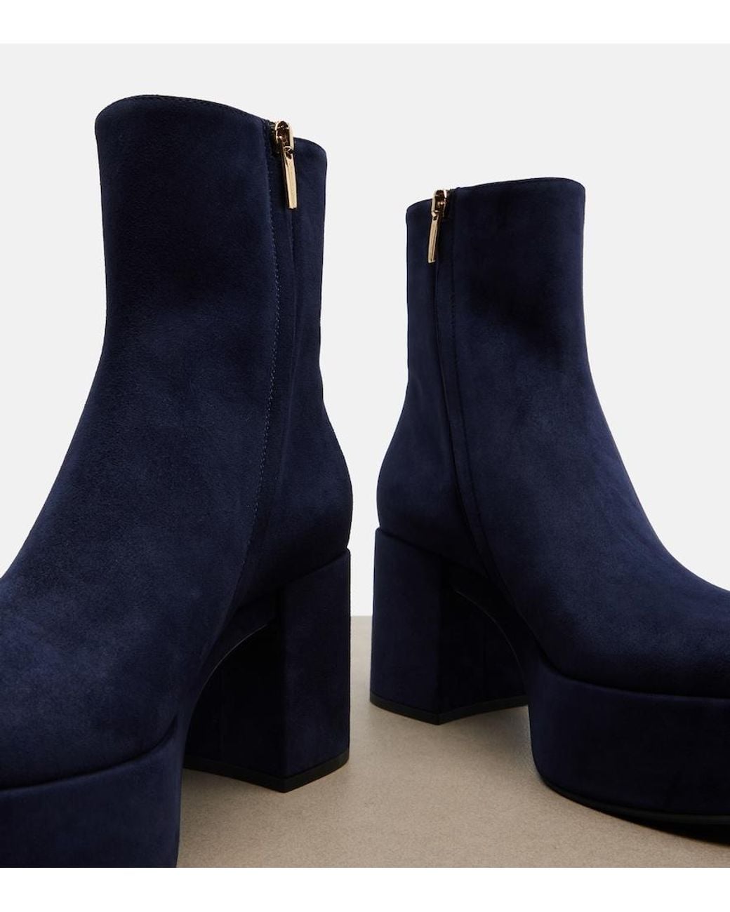 Gianvito Rossi Blue Sally Suede Platform Ankle Boots