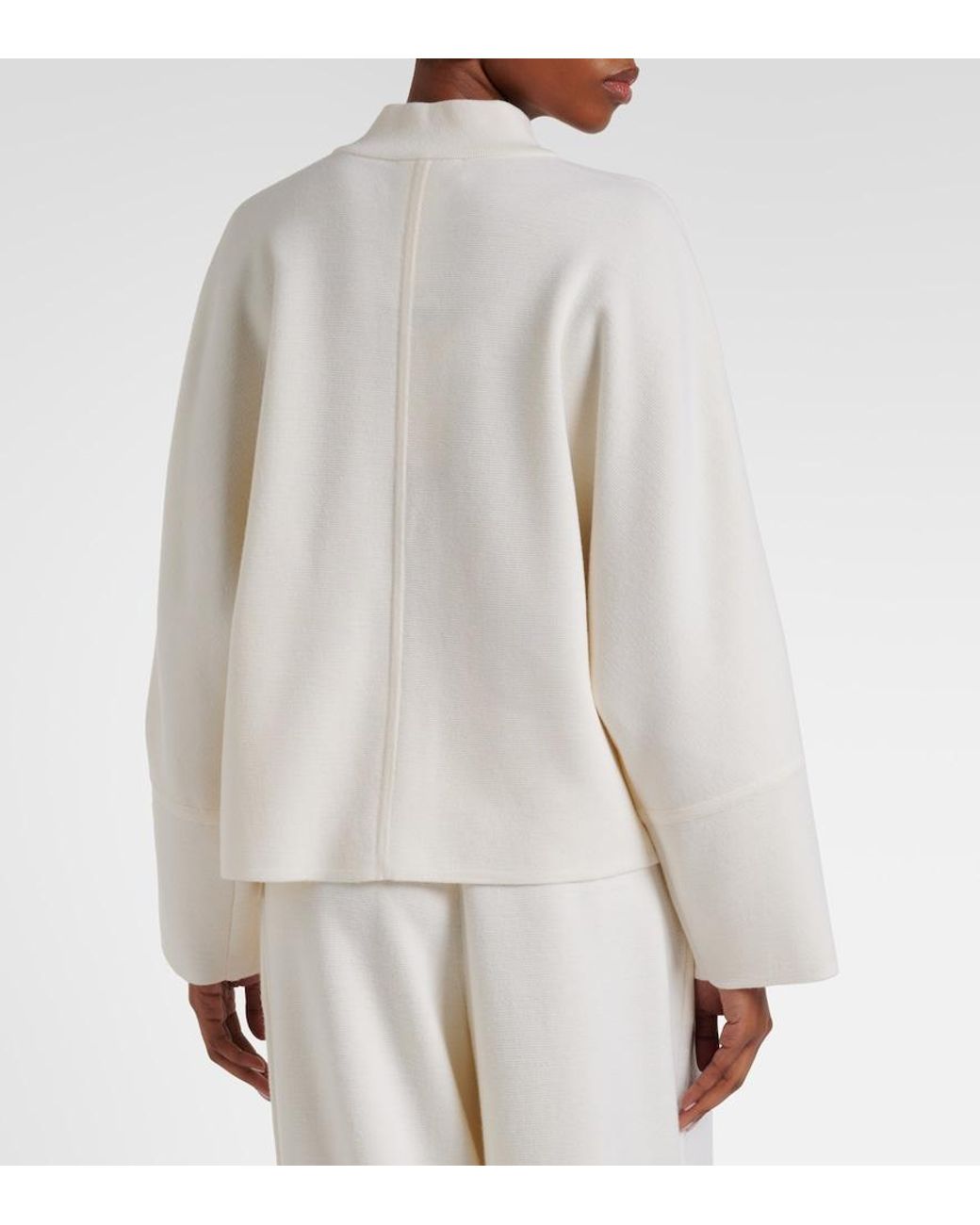 Max Mara White Wool Zip-Up Cardigan