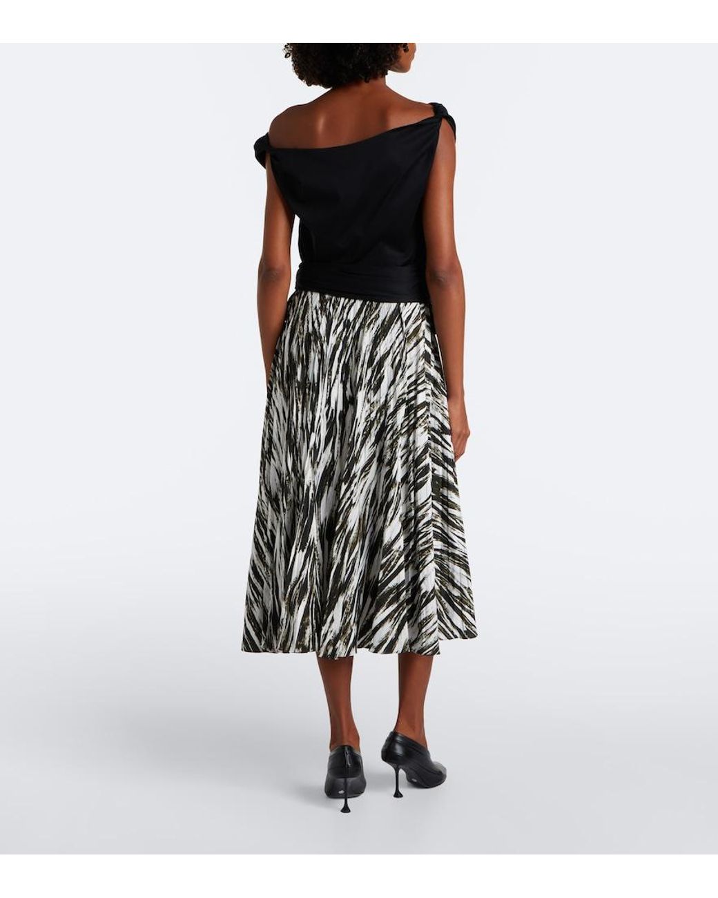 Proenza Schouler Black Label Runa Printed Twill Midi Skirt