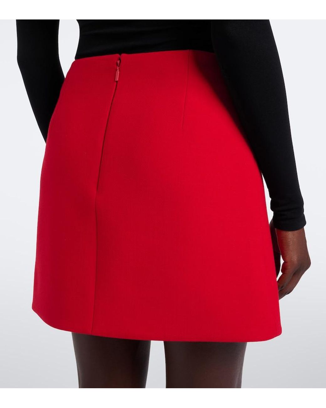 Gucci Red Double G Wool Crepe Miniskirt