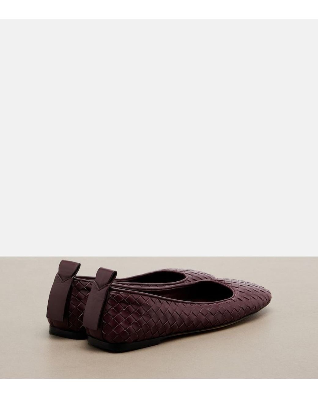 Bottega Veneta Brown Charlotte Intrecciato Leather Ballet Flats