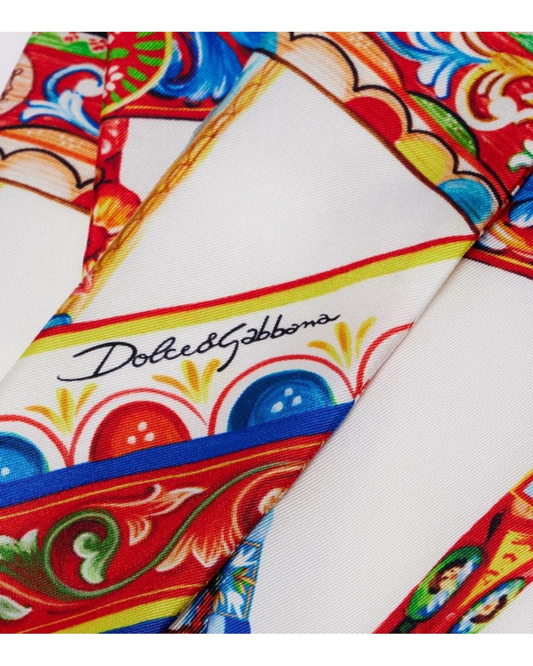 Dolce & Gabbana White Carretto Silk Twill Scarf