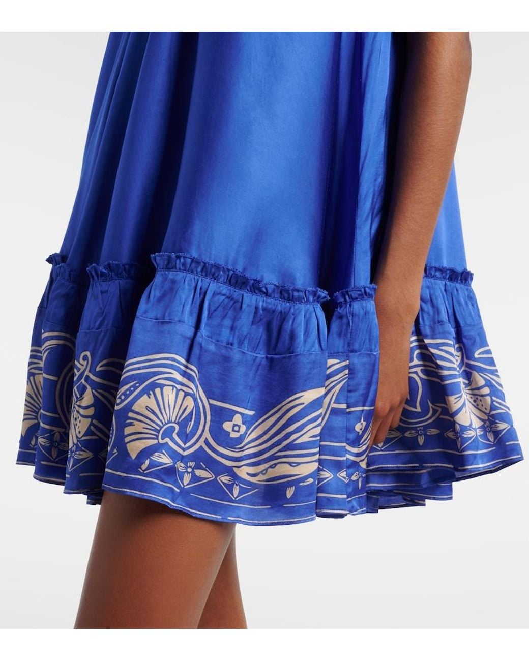 Poupette Blue Cleo Embellished Floral Satin Minidress