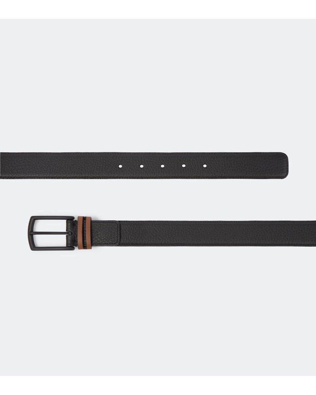 Zegna Black Leather Belt for men