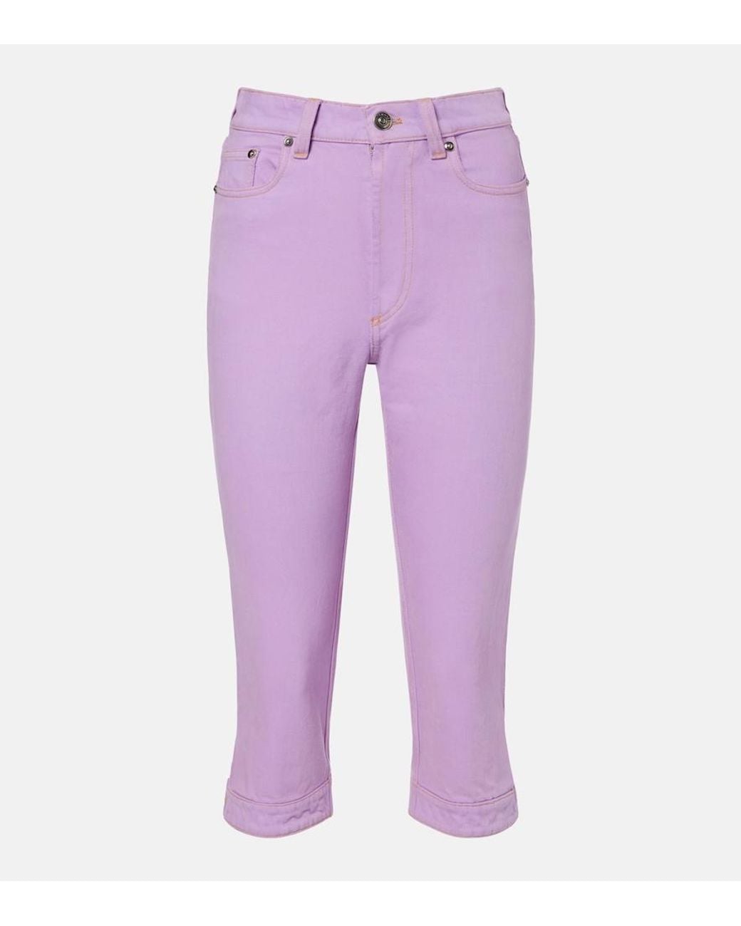 Versace Purple High-Rise Capri Jeans