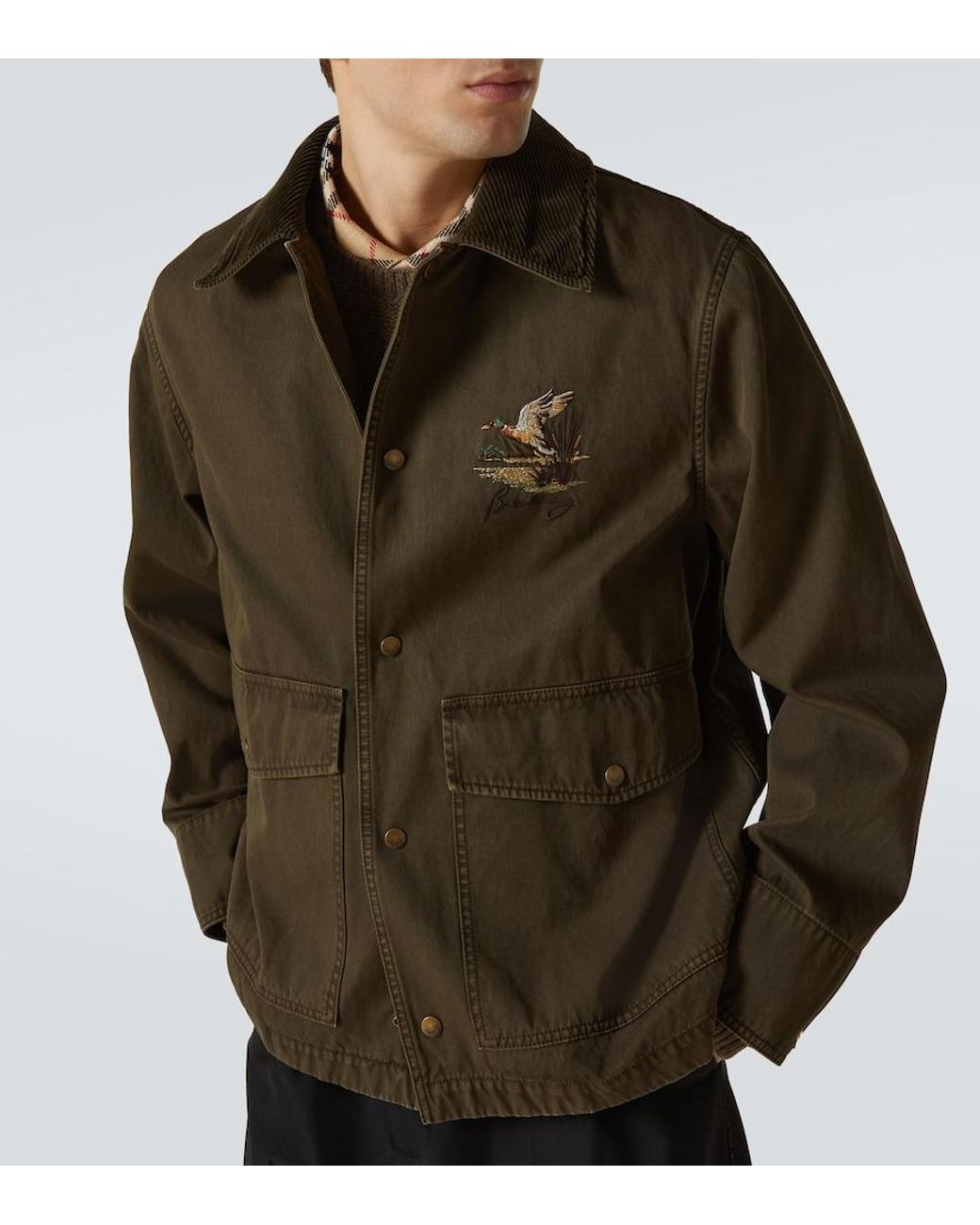 Burberry Green Corduroy-Trimmed Cotton Twill Field Jacket for men