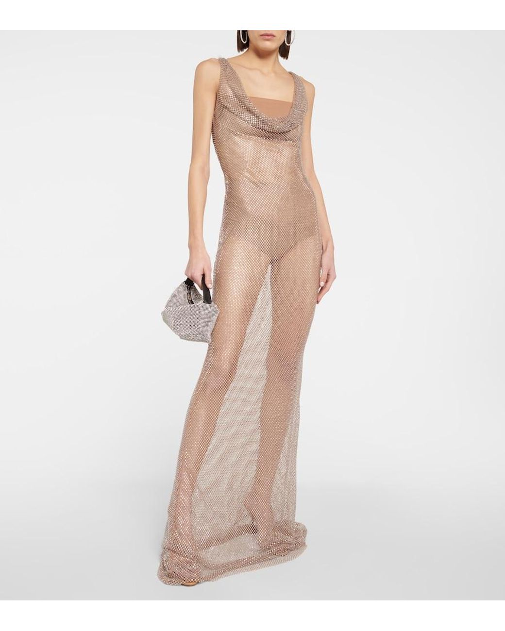 GIUSEPPE DI MORABITO White Embellished Mesh Gown