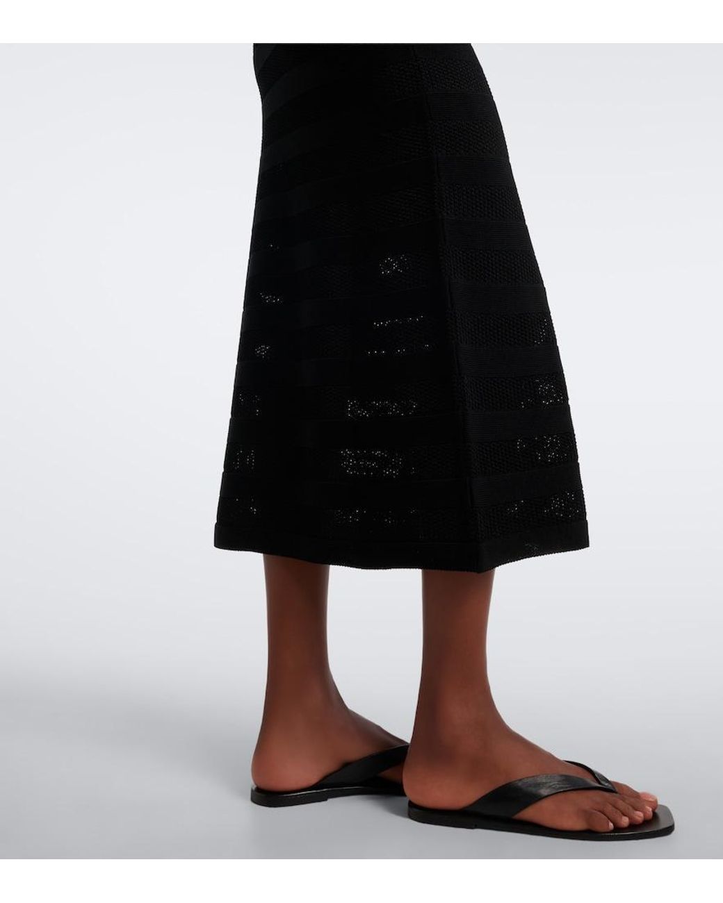 Eres Black Reguliere Striped Cotton-Blend Midi Dress