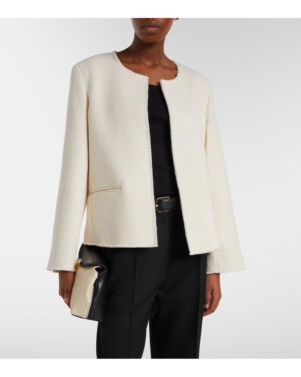 Totême  White Fluid Wool-Blend Jacket