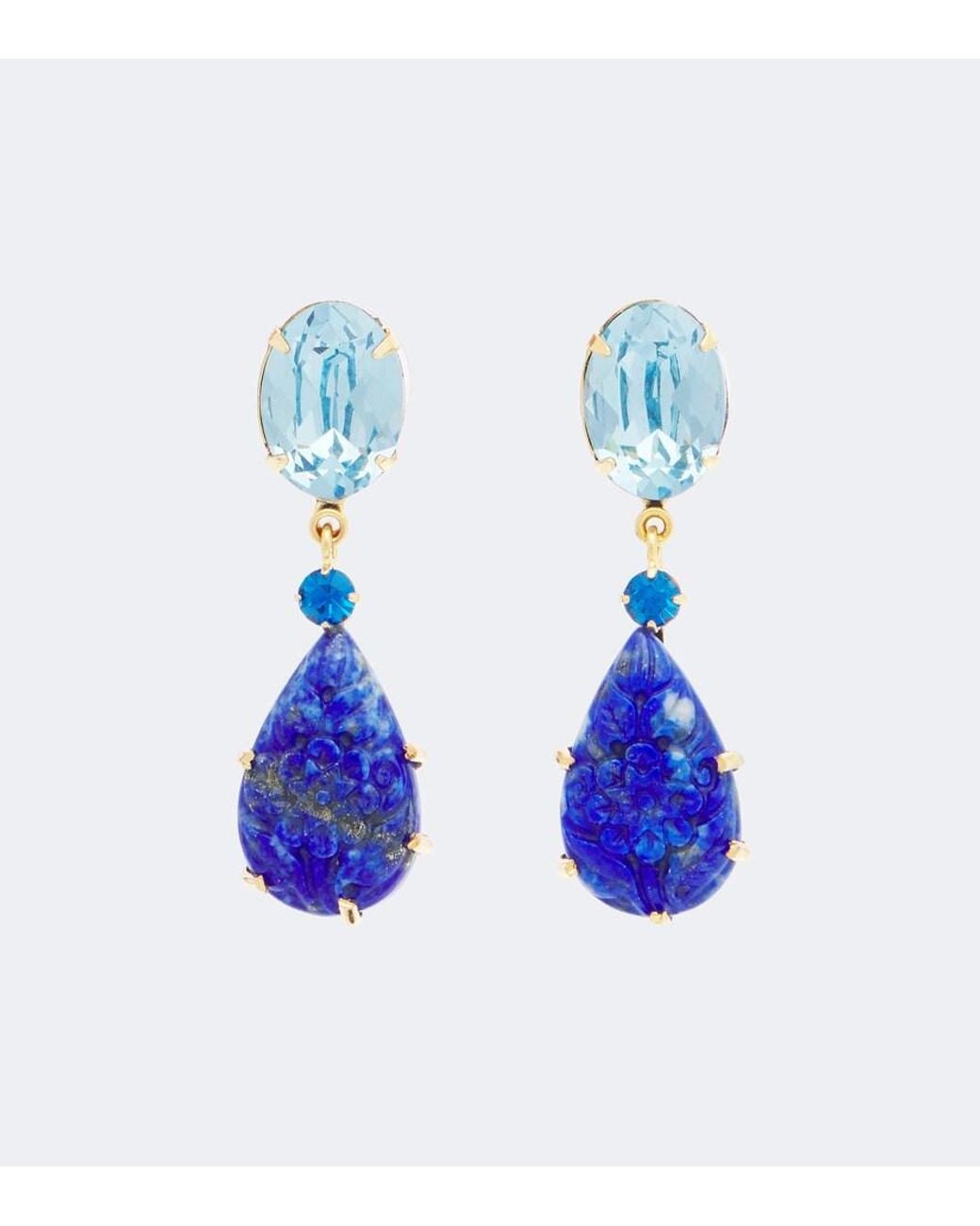 Jennifer Behr Blue Ambrose Embellished Earrings With Lapis Lazuli