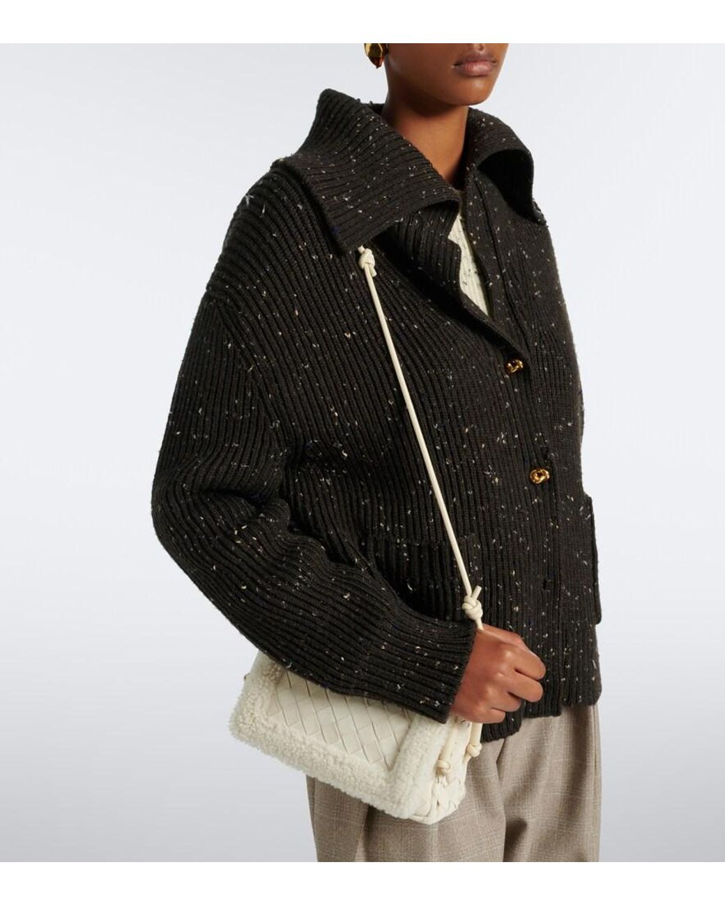 Bottega Veneta White Notturno Intrecciato Suede Crossbody Bag