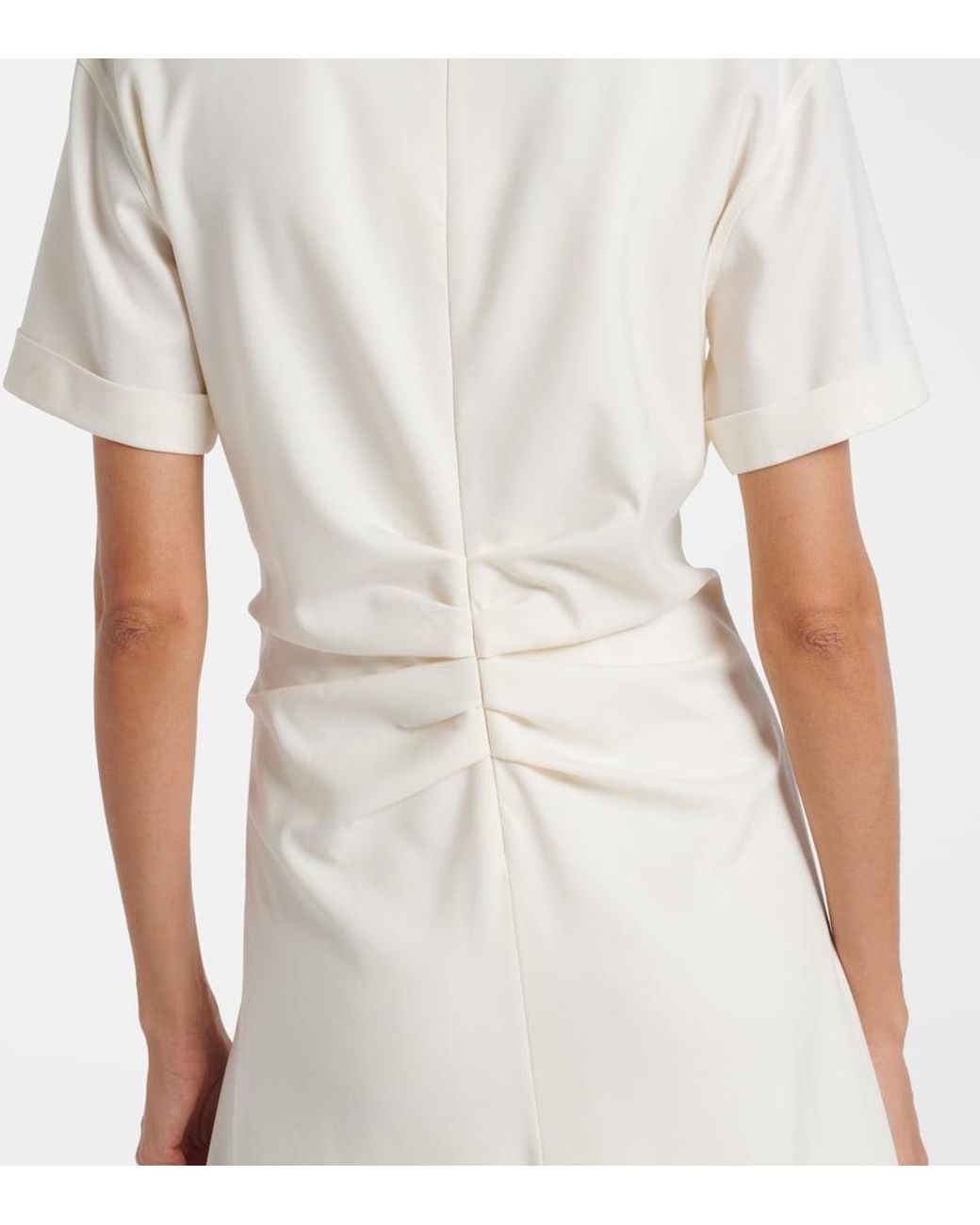 Brunello Cucinelli White Wool-Blend Midi Dress
