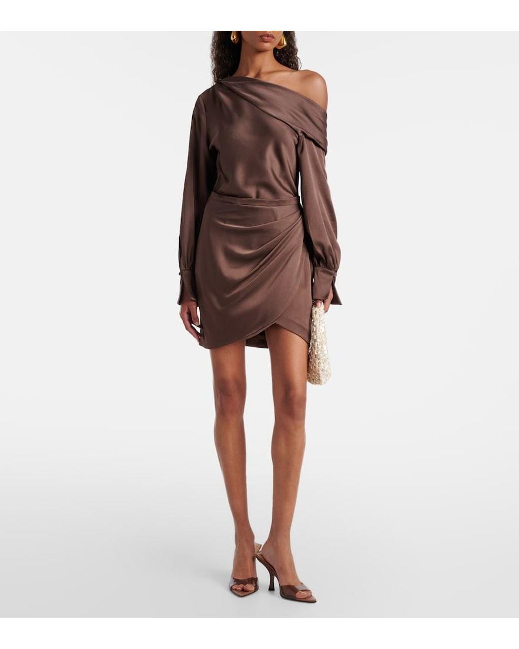 Jonathan Simkhai Brown One-Shoulder-Minikleid Cameron