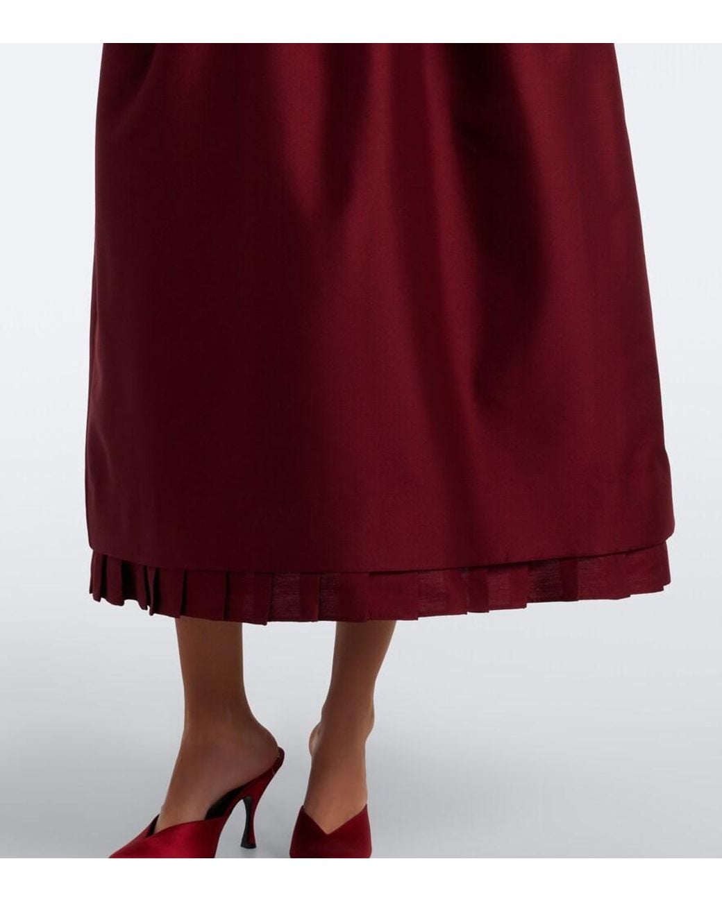 ShuShu/Tong Red Bow-Detail Wool And Silk Blend Bustier Dress