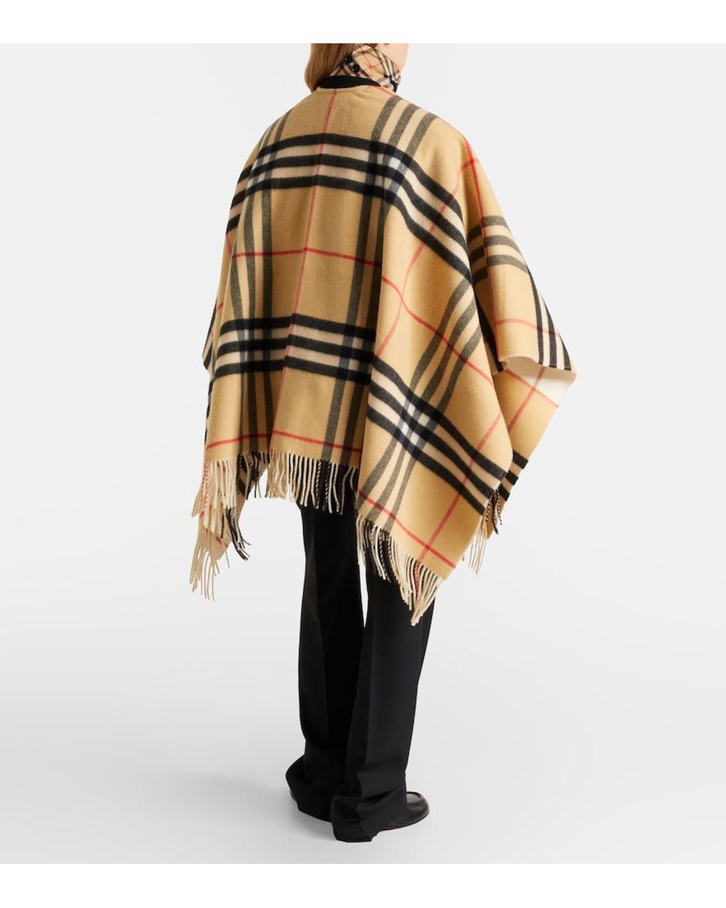 Burberry Metallic Check Cashmere And Wool Shawl