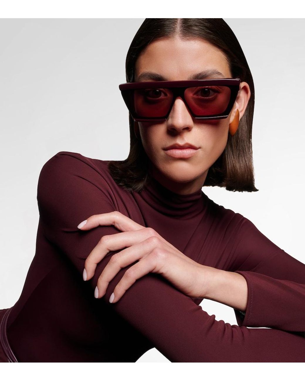 Alaïa Brown Lettering Logo Flat-Top Sunglasses
