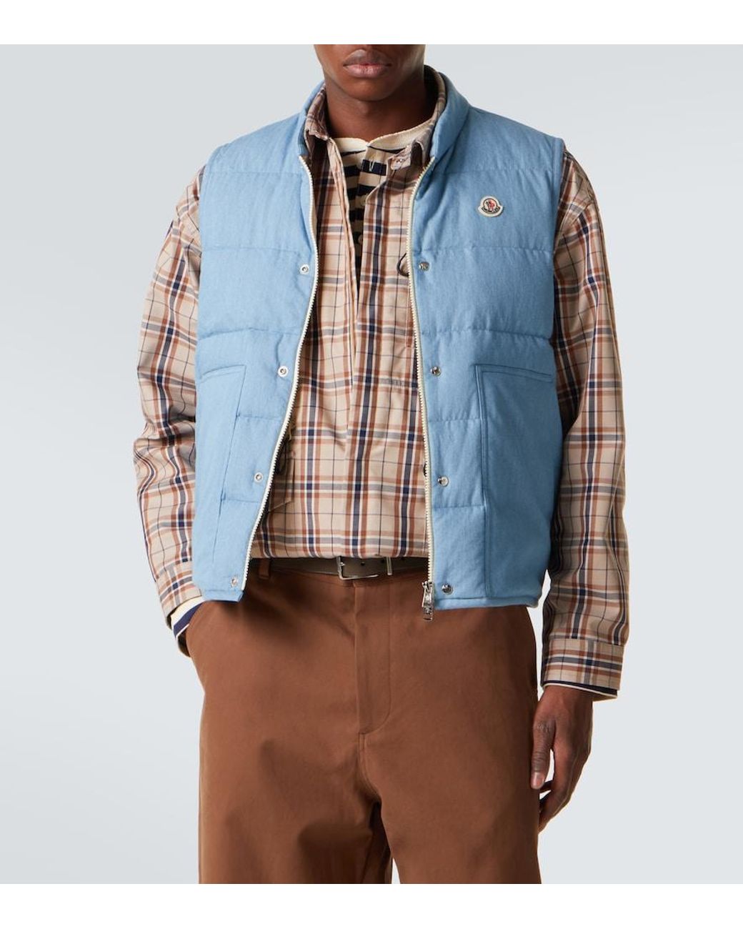 Moncler Blue Heceta Denim Down Vest for men