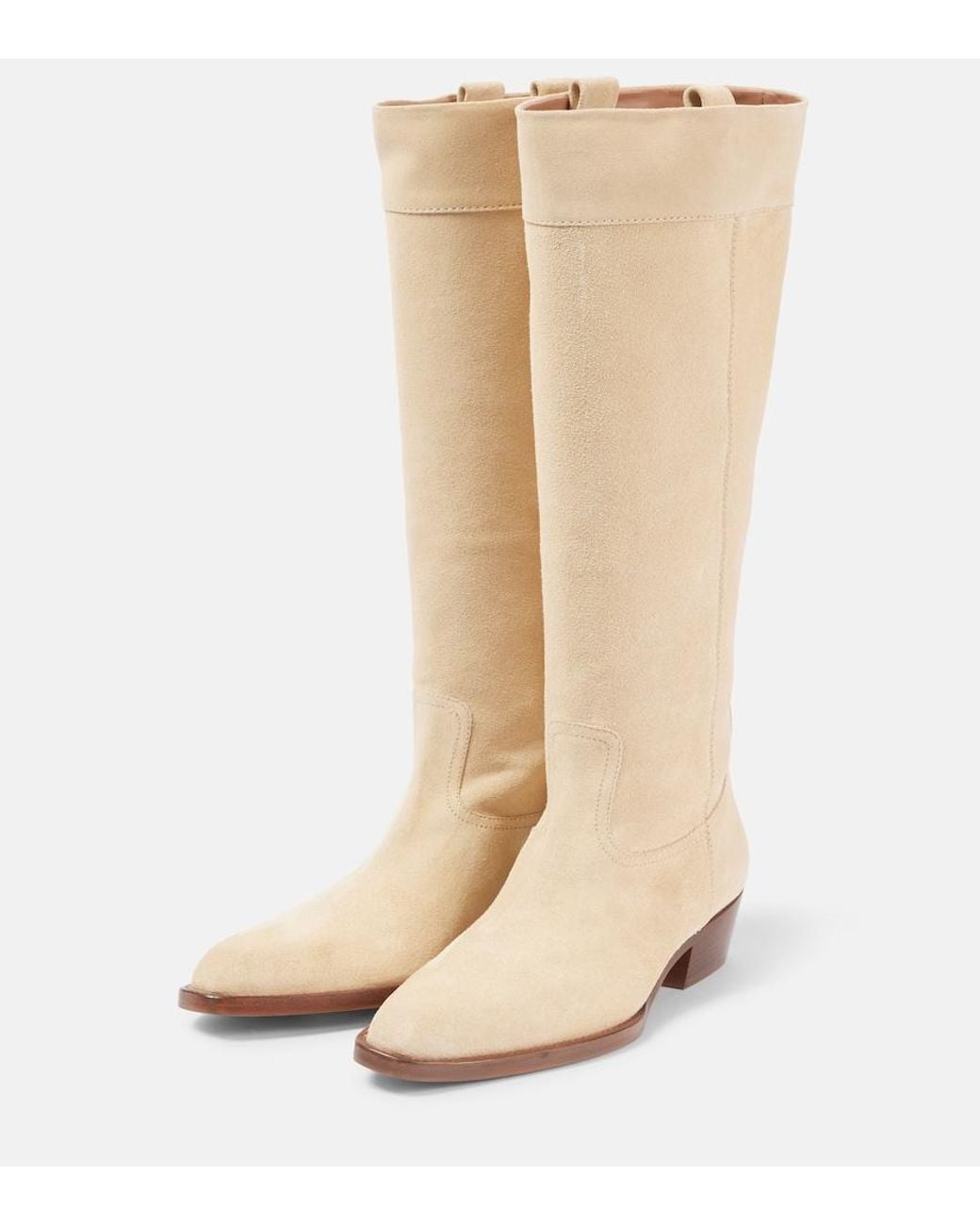 Paris Texas Natural Helena 35 Suede Cowboy Boots