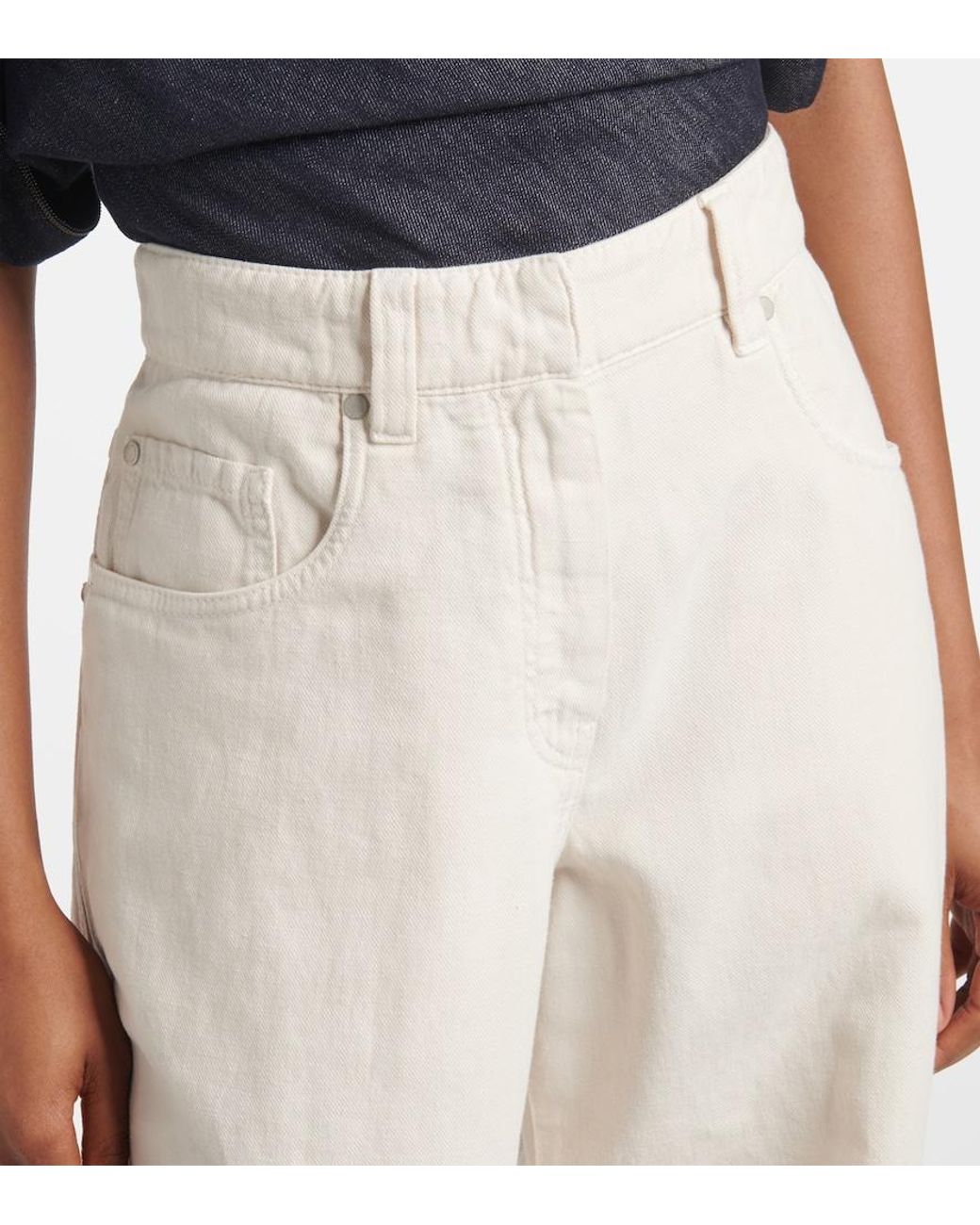 Brunello Cucinelli White Wide-Leg Jeans