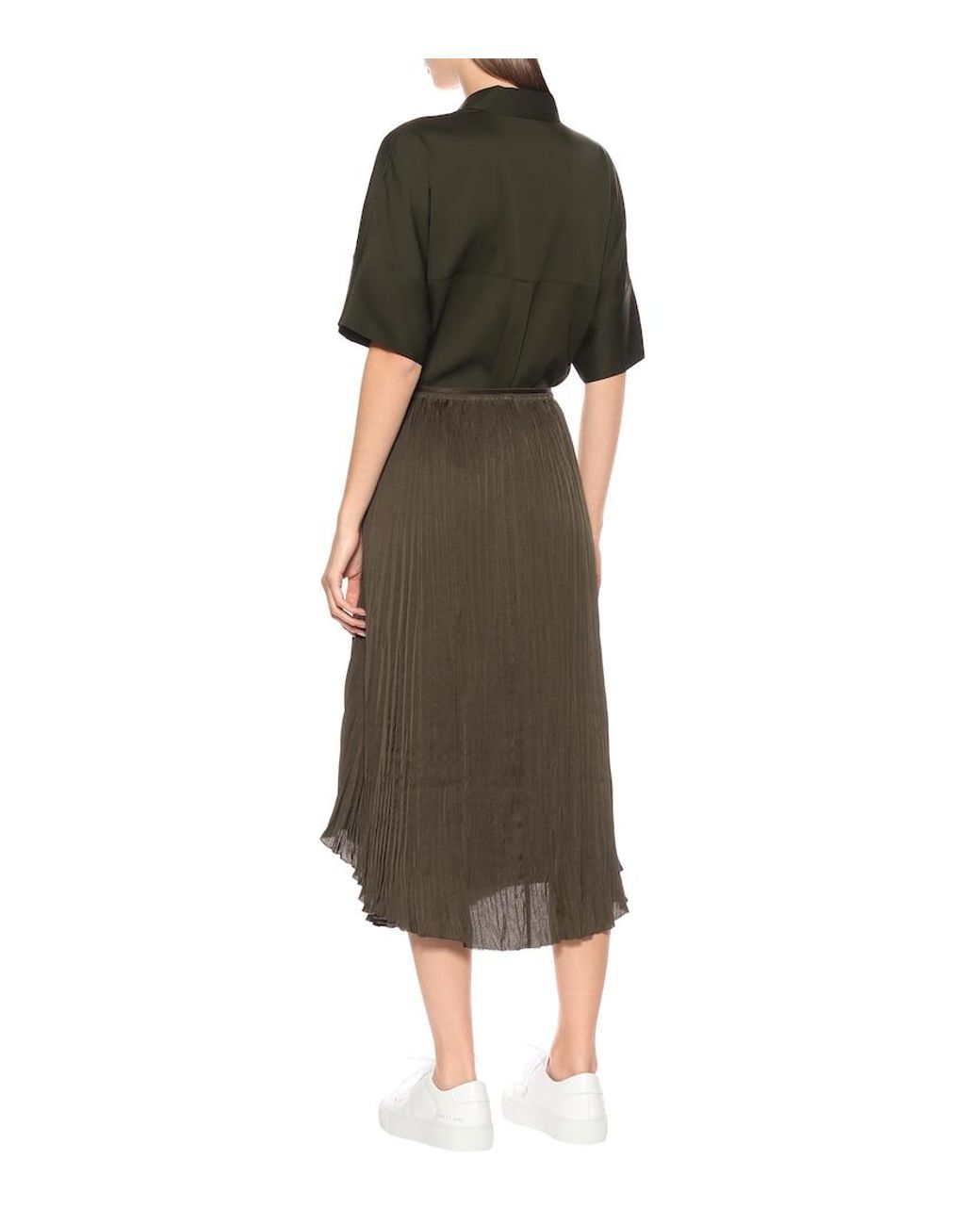 Vince Multicolor Pleated-Crepe Skirt