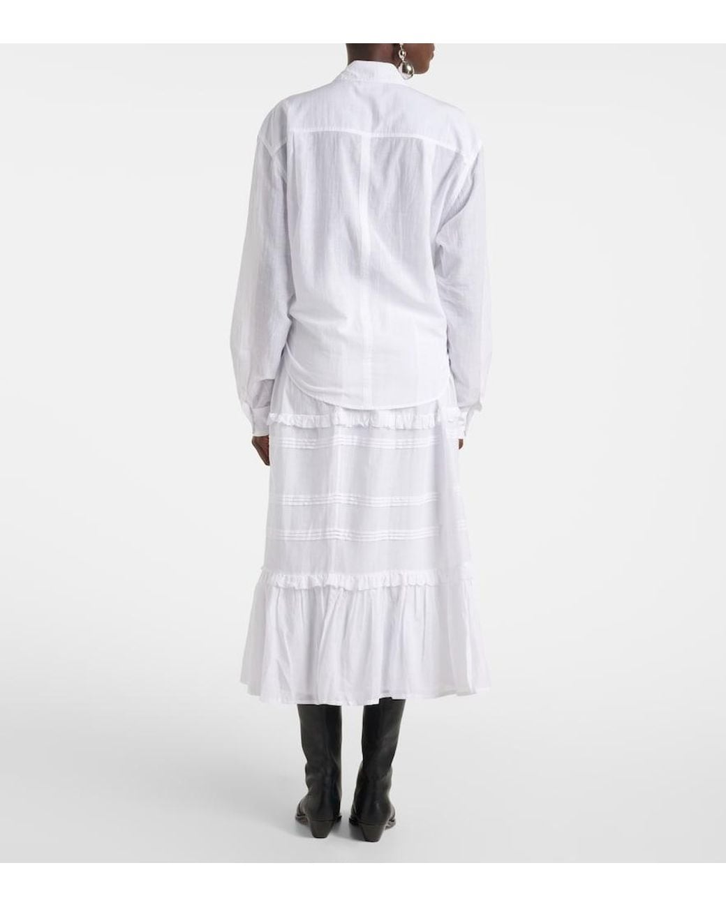 Isabel Marant White Nath Cotton-Blend Top