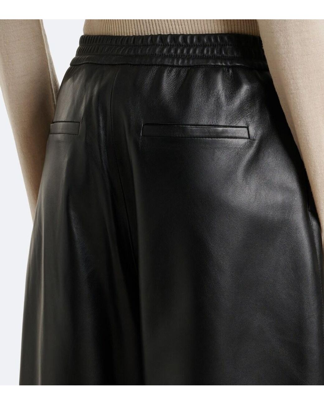 Arma Black Noa Leather Barrel-Leg Pants