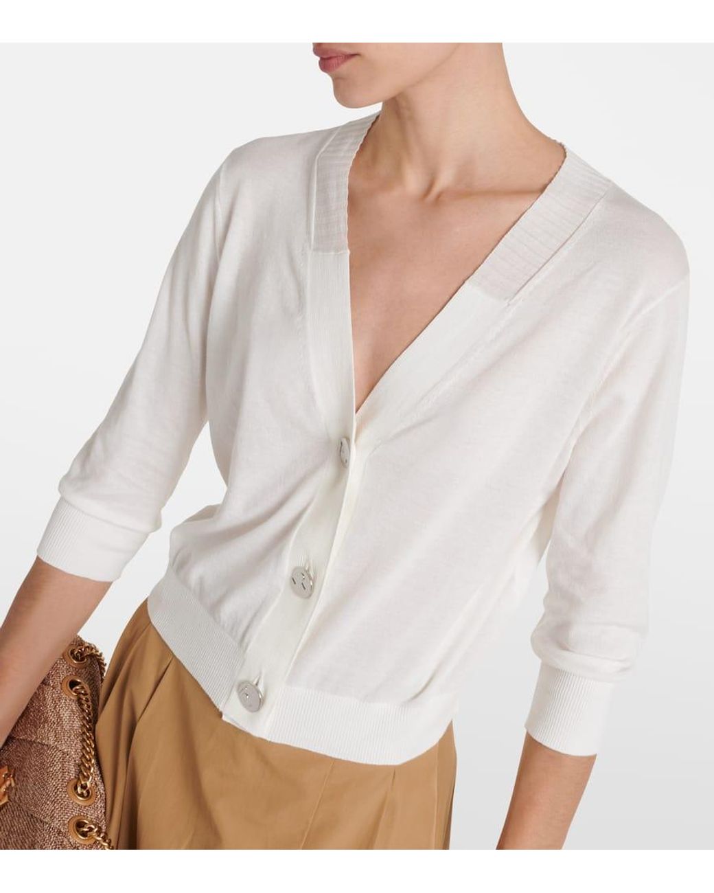 Tory Burch White Cotton Cardigan
