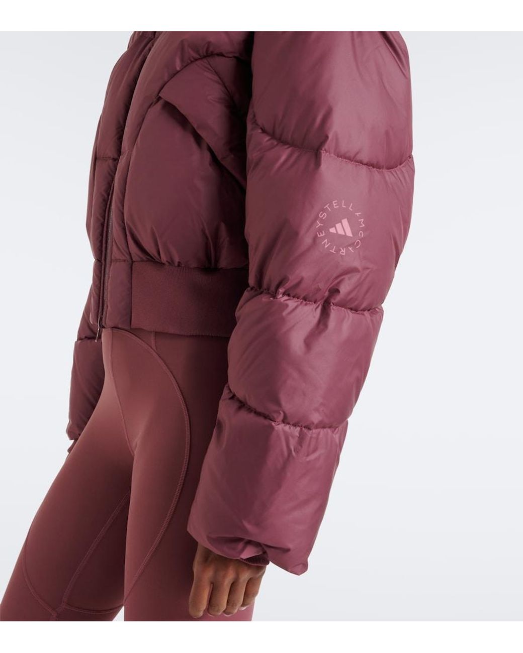 Adidas By Stella McCartney Red Cropped Puffer Jacket